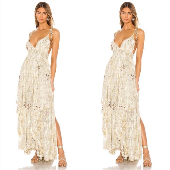 Free People Dresses & Skirts - Free People Meredith gold foil maxi dress